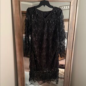 SHEIN Elegant Black Sequin Long Sleeve Dress